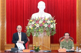 Chủ tịch Quốc hội Nguyễn Sinh Hùng làm việc tại Đảng ủy Công an Trung ương 